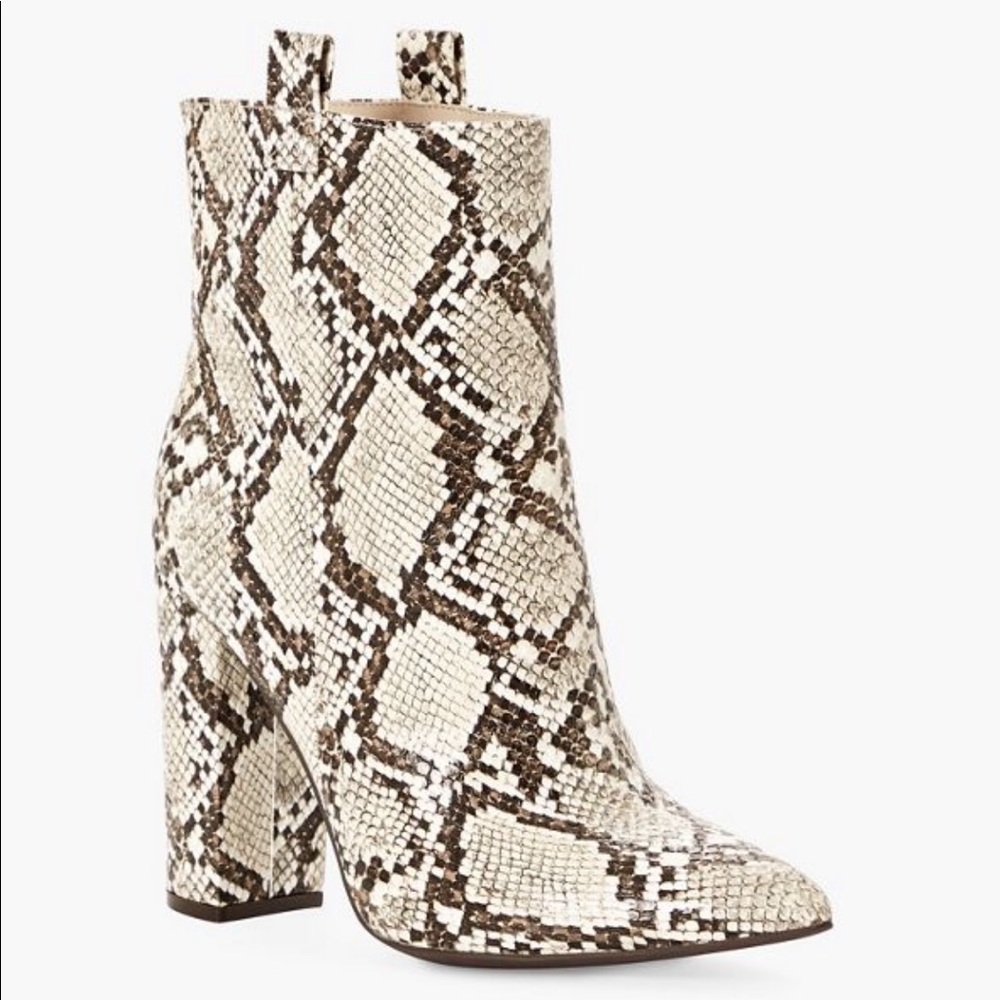 Snake Print Block Heel Bootie - image 1